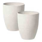 Beliani Set Of 2 Plant Pots Croton 43cm Off-White