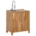 Beliani Outdoor Kitchen Cabinet With Sink Venosa Acacia Wood Brown
