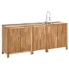 Beliani 3 Piece Outdoor Kitchen Set With Sink Venosa Acacia Wood Brown