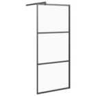 Vidaxl Walk-in Shower Wall 90X195 Cm Frosted Esg Glass Black