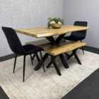 Kosy Koala Modern Dining Set With 2 Black Velvet Chairs & 1 Bench