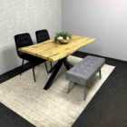 Kosy Koala Wood Dining Set with 2 Velvet Chairs & Grey Velvet Bench