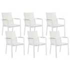 Beliani Set of 6 Garden Chairs BUSSETO Metal White