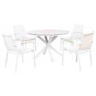 Beliani Garden Dining Set 4 Seater Maletto/Busseto Metal White