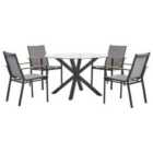 Beliani Garden Dining Set 4 Seater Maletto/Busseto Glass Black
