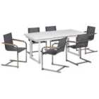 Beliani Garden Dining Set 6 Seater Valcanetto/Cosoleto Metal Grey