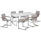 Beliani Garden Dining Set 6 Seater Valcanetto/Cosoleto Metal Beige