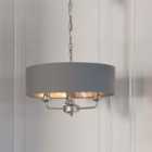 Ashton 3lt pendant light bright nickel