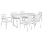 Beliani Garden Dining Set 6 Seater Valcanetto/Taviano Metal White