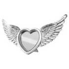 Homezone 64Cm Heart Shaped Mirror With Wings Distressed Silver Angel Wing Photo Frame & Mirror For Bedroom Livingroom Art Deco Mirrors Wall And Countertop Decoration For Living Room