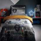 Portfolio Home Gamer Duvet Reversible Glow In The Dark Quilt Cover Teenagers Kids Bedding Set, Cotton Blend, Grey, Single