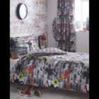 Portfolio Home Kidz Club Teenagers Single Size Duvet With 1 Pillowcase Bed Cool Skateboards And Graffiti Quilt Cover Set In Grey