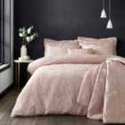Portfolio Home Haworth Jacquard Floral Blush Pink King Soft Easy Care Bed Linen Bedding Duvet Cover Quilt Set With Pillow Cases