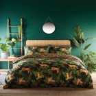 Portfolio Home Jungle Cats Leopard Print Duvet Cover And Pillowcase Set Green (super King)