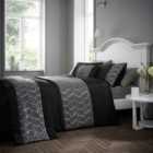 Portfolio Home Rouen Embellished Sequens Geometric Black Single Soft Easy Care Bed Linen Bedding Duvet Cover Quilt Set With Pillow Case
