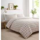 Portfolio Home Gingham Check Natural Super King Soft Easy Care Bed Linen Bedding Duvet Cover Quilt Set With Pillow Cases