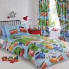 Portfolio Home Kids Club Trains Bed Duvet Cover And 2 Pillowcases Set, Blue, Double