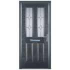 Door-Stop 2 Panel 2 Square Anthracite Grey Left Hand GRP Composite Door with Colour-Matched Frame - 2100mm