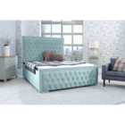 Eleganza Hendrick Plush Single Bed Frame - Duck Egg