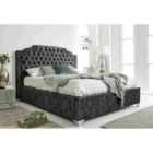 Eleganza Ryker Granite Oakland Fabric Matching Buttons King Bed Frame