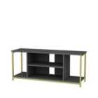 Decorotika Rinaldo 120 Cm Wide Tv Stand Tv Console Tv Unit With Open Shelves Metal Frame - Gold And Anthracite