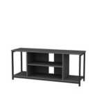 Decorotika Rinaldo 120 Cm Wide Tv Stand Tv Console Tv Unit With Open Shelves Metal Frame - Black And Anthracite