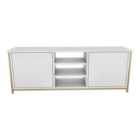 Decorotika Otis Modern TV Stand TV Unit TV Cabinet Storage With Open Shelves - Gold And White