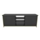 Decorotika Otis Modern TV Stand TV Unit TV Cabinet Storage With Open Shelves - Gold And Anthracite