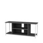 Decorotika Rinaldo 120 Cm Wide Tv Stand Tv Console Tv Unit With Open Shelves Metal Frame - White And Anthracite