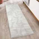 Hamilton Modern Sheen Area Rug - Abstract Motif Geometric Lines Design Silver 60Cm X 220Cm