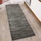 Hamilton Modern Sheen Area Rug - Blocked Bold Geometric Design Dark Grey 60Cm X 220Cm