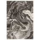 Eleanor Modern Embossed Contemporary Living Room Area Rug - Marble Design Rug Mocha 80Cm X 150Cm