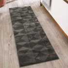 Hamilton Modern Metallic Sheen Area Rug - Mosaic Geometric Triangle Design Dark Grey 60Cm X 220Cm
