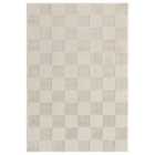 Vellure Modern Indoor Living Room Area Rug Embossed Metallic Sheen Grid Design Cream 120X170 Cm