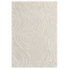Vellure Modern Indoor Living Room Area Rug Embossed Metallic Sheen Marble Design Cream 120X170 Cm