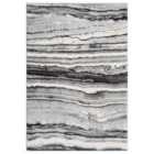 Obsidian Modern Low Pile Area Rug - Coast Waves Abstract Design Grey Rug Grey 160Cm X 230Cm