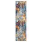 San Marino Modern Living Room Area Rug - Low Pile Abstract Design Muti Coloured Multi Colour 60Cm X 220Cm