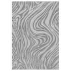 Vellure Modern Indoor Living Room Area Rug Embossed Metallic Sheen Marble Design Anthracite 200X290 Cm