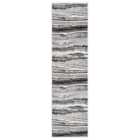 Obsidian Modern Low Pile Area Rug - Coast Waves Abstract Design Grey Rug Grey 60Cm X 220Cm