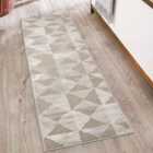 Hamilton Modern Metallic Sheen Area Rug - Mosaic Geometric Triangle Design Mocha 60Cm X 220Cm