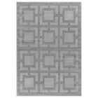 Vellure Modern Indoor Living Room Area Rug Embossed Metallic Sheen Maze Design Grey 160X230 Cm