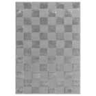 Vellure Modern Indoor Living Room Area Rug Embossed Metallic Sheen Grid Design Grey 200X290 Cm