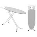 Gr8 Home Ironing Board Folding Adjustable Non Slip Feet And Iron Rack Grey White 110X34Cm
