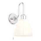 Endon Collection Piper Bathroom Wall Lamp Chrome Plate, Gloss Opal Glass, 1X E27