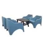 Trabella SAVONA Coffee Table with 4 VERONA RELAX Chairs Set Aqua Blue