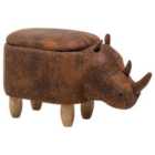 Beliani Faux Leather Storage Animal Stool Brown Rhino