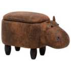 Beliani Faux Leather Storage Animal Stool Brown Hippo