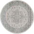 Livabliss Farah Round Vintage Oriental Boho Grey/White Area Rug (160 x 160 cm)