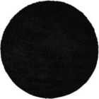 Livabliss Soso Round Shaggy Solid Color Plush Pile Black Area Rug (120 x 120 cm)