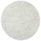 Livabliss Allie Round Shaggy Geometric Plush Pile Beige Area Rug (120 x 120 cm)